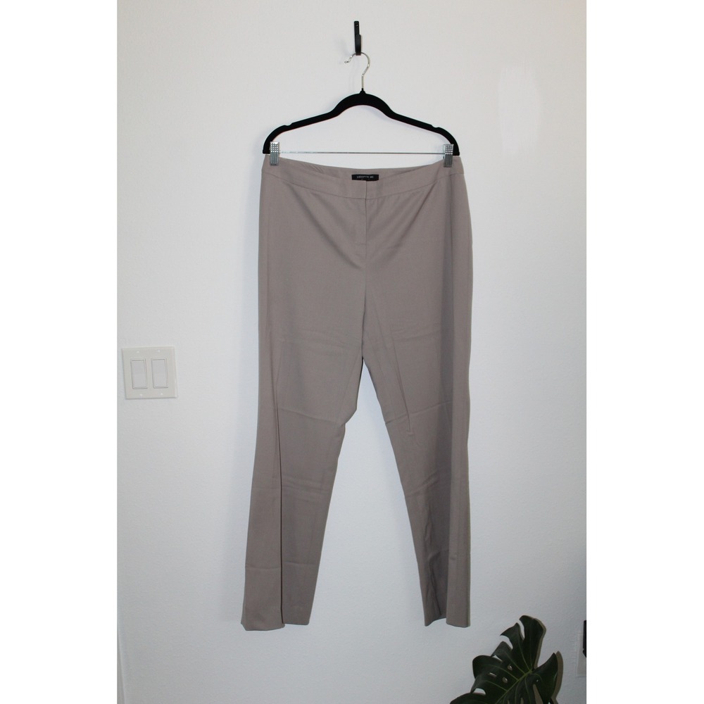Lafayette 148 New York Barrow Pants Taupe Wool Blend Straight Leg Size 12